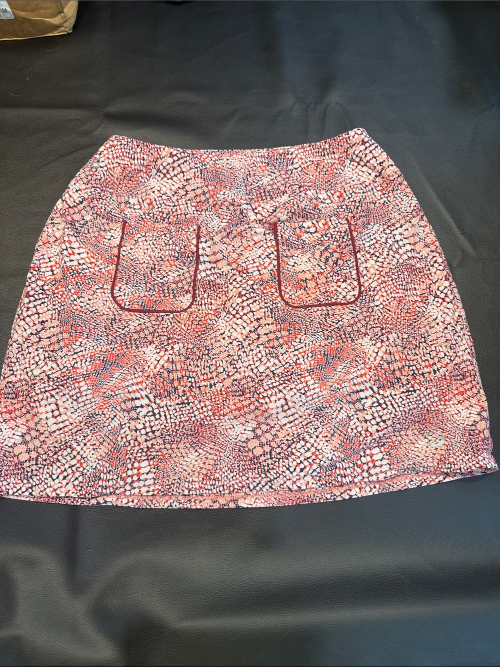 Foray Golf Pink Patterned Mini Skirt with Front Patch Pockets